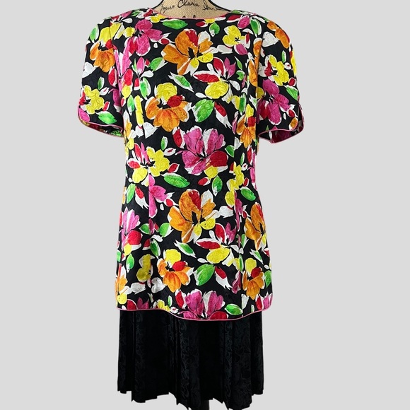 David Warren New York Vintage Silk Floral Dress‎ - Picture 1 of 8